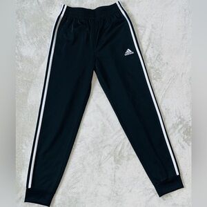 Adidas Kids Black Joggers with White Stripes